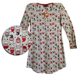 NWT SANTA'S TREASURES Women's Long Sleeve Santa Christmas Nightshirt/PJs Sz S